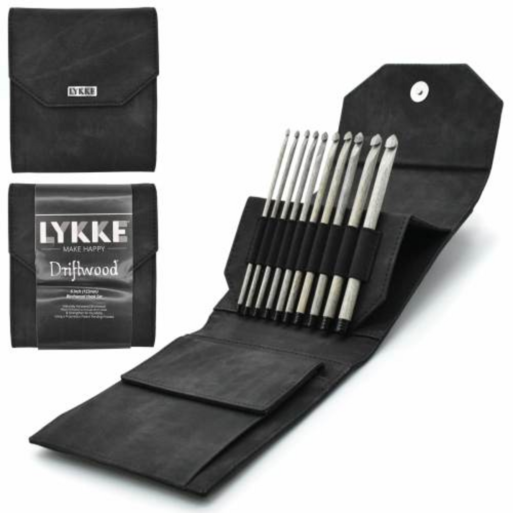 Lykke Needles Lykke Crochet Hook Set - 6" Driftwood - Black Denim Case