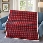 Duke Imports Red and Black Plaid Sherpa Throw