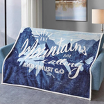 Quilt Inc. Mountain Calling Blue Sherpa Throw