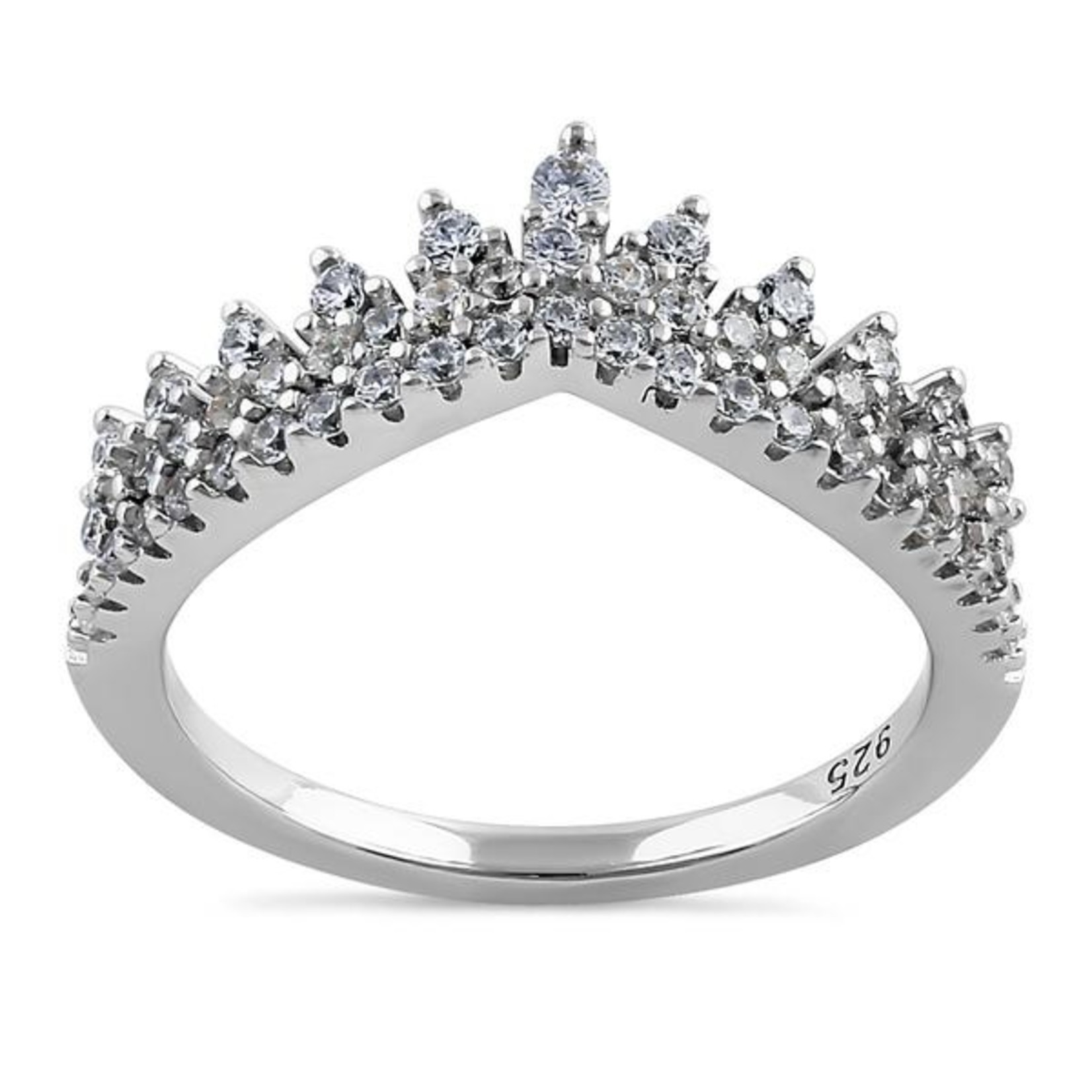 RLD Silver CZ Crown Ring