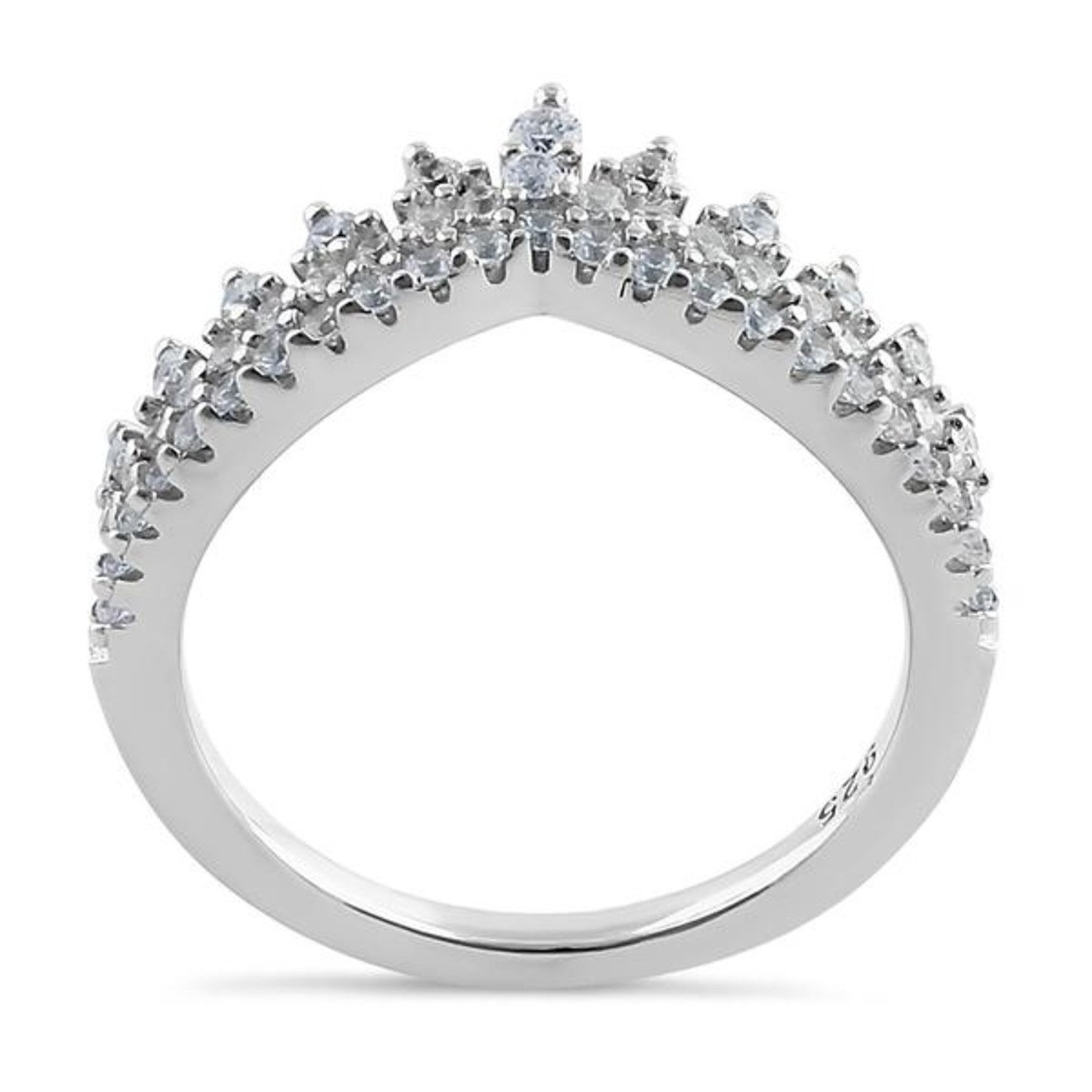 RLD Silver CZ Crown Ring