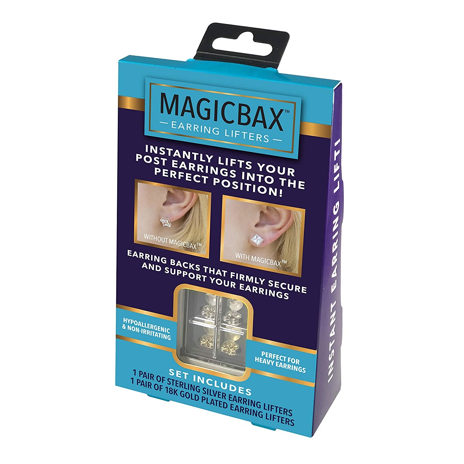 Magic Secure Ear Lifters, Adjustable Pierced Earring Backs, Silver