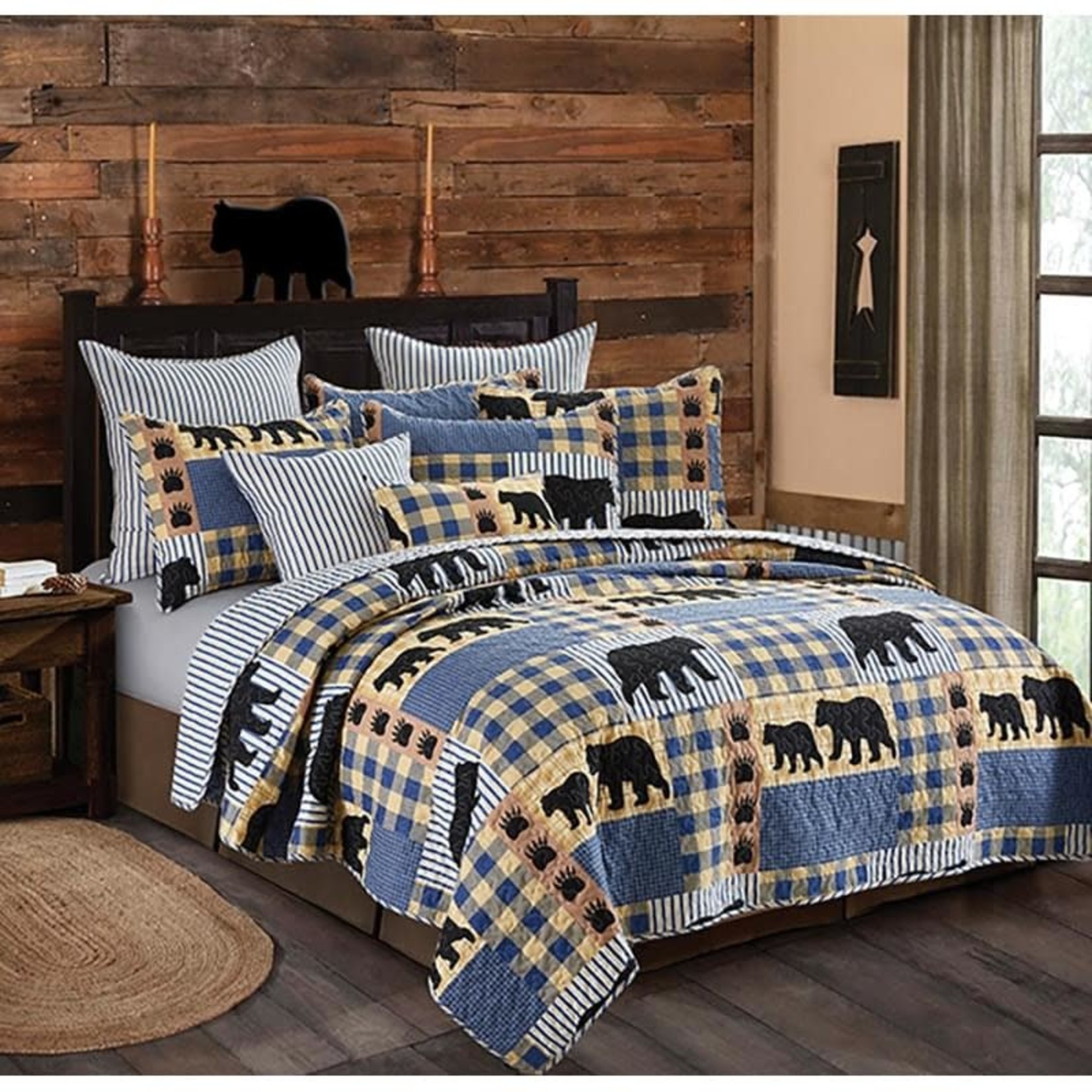 Quilt Inc. Black Bear Plaid Quilt Set Full/Queen