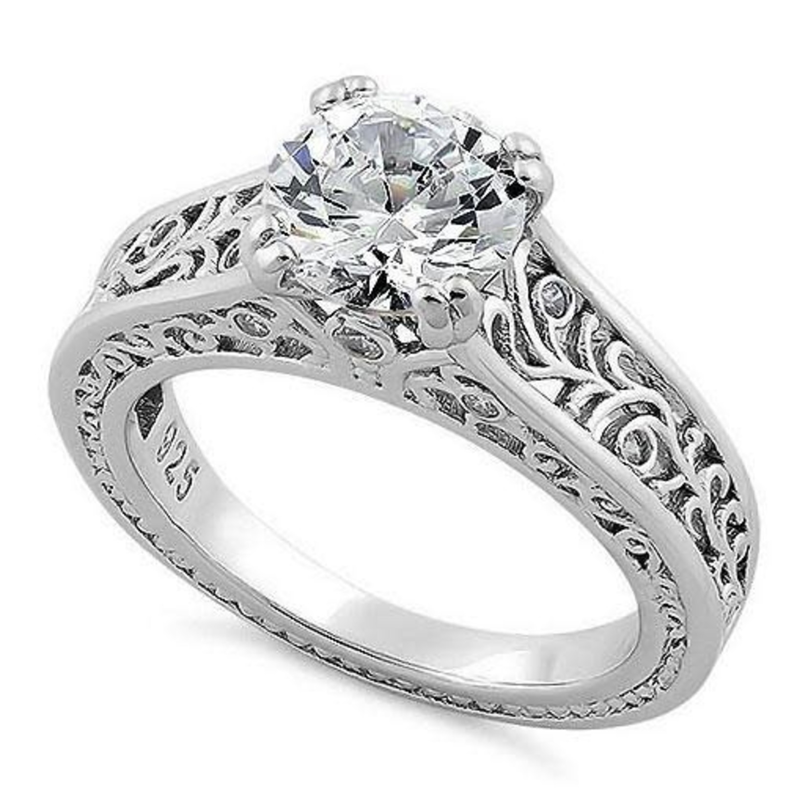 Silver Filigree Round 2c Ring