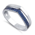925 Studio Silver Blue V Ring