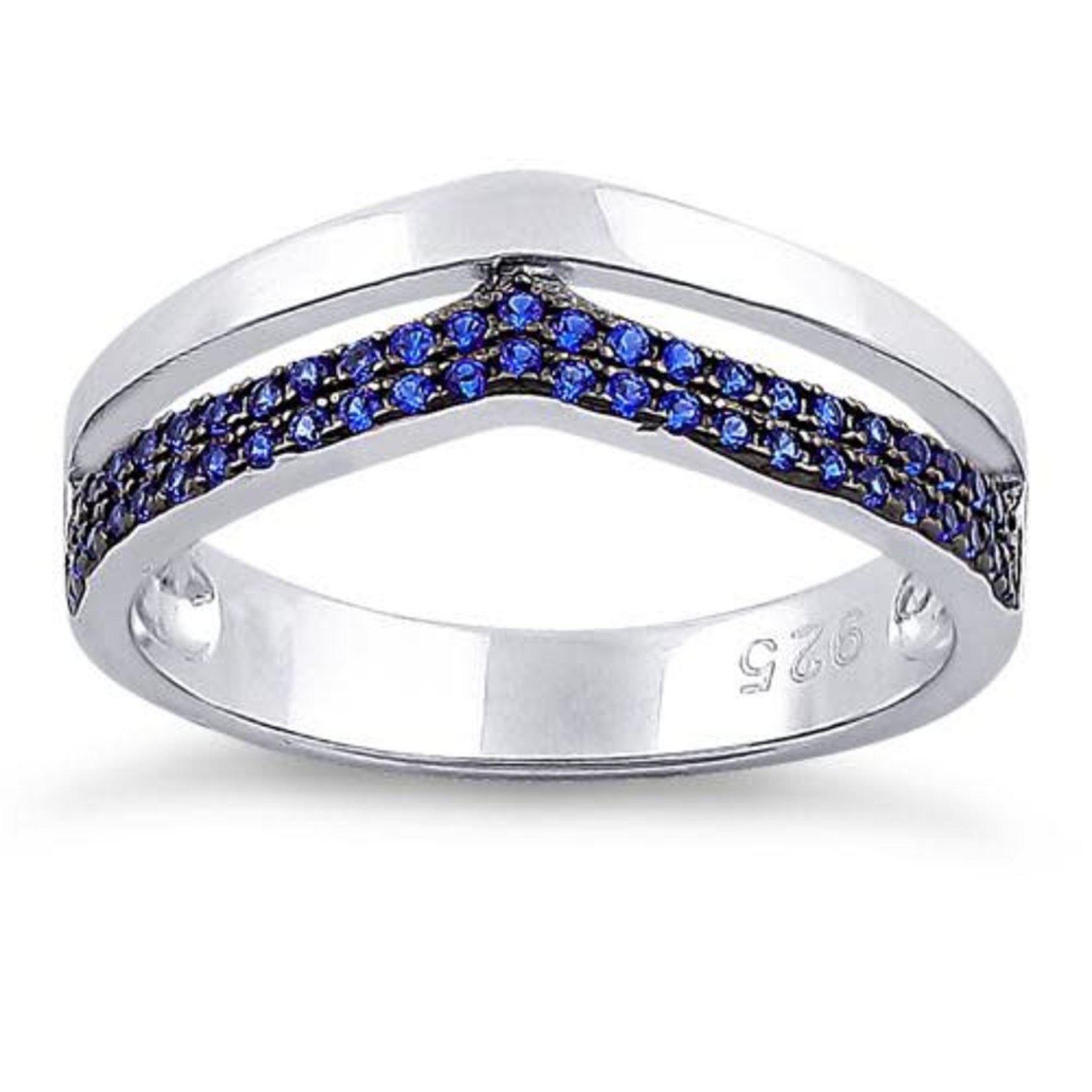 925 Studio Silver Blue V Ring