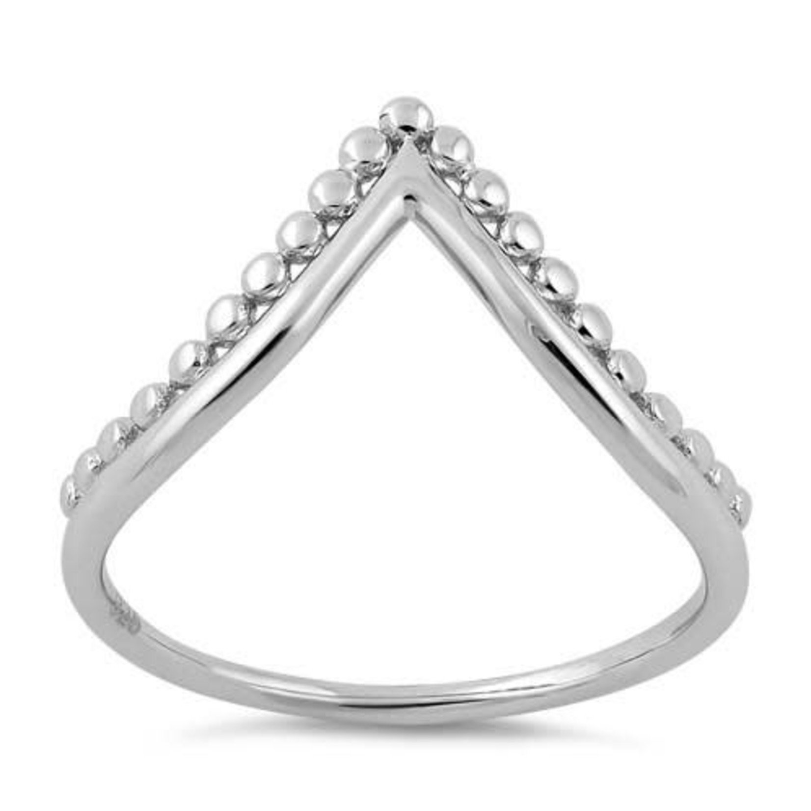 925 Studio Silver Beaded V Ring