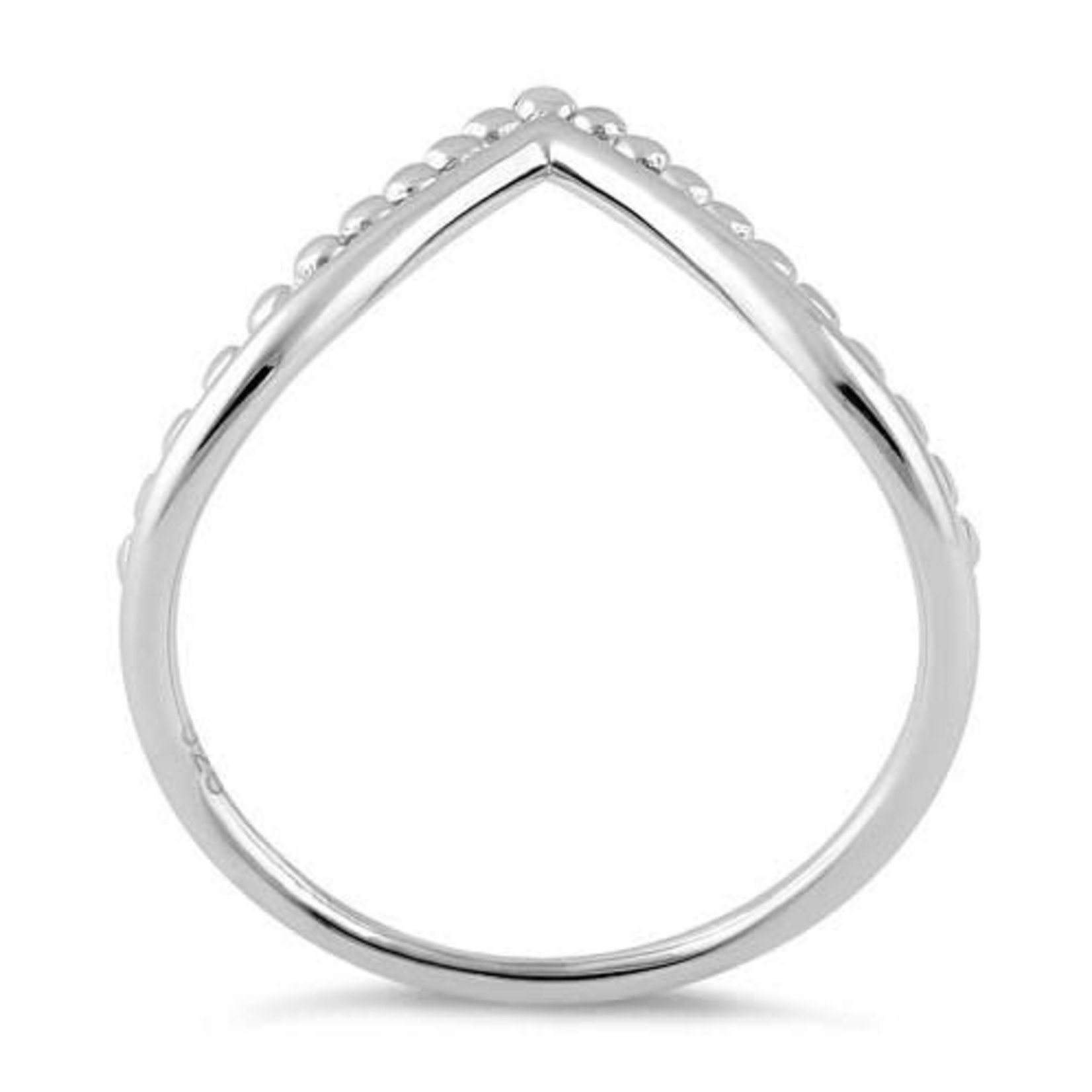 925 Studio Silver Beaded V Ring