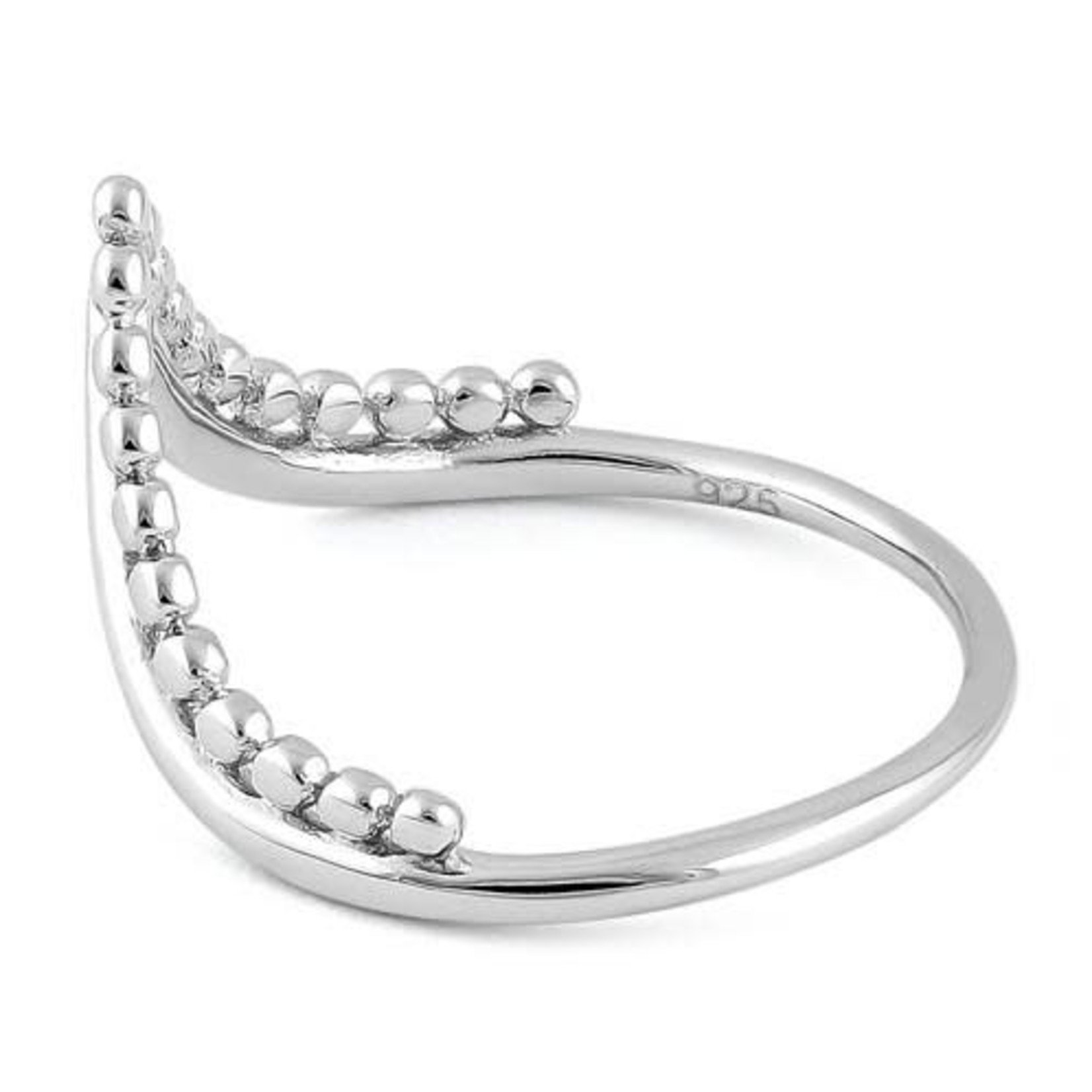 925 Studio Silver Beaded V Ring