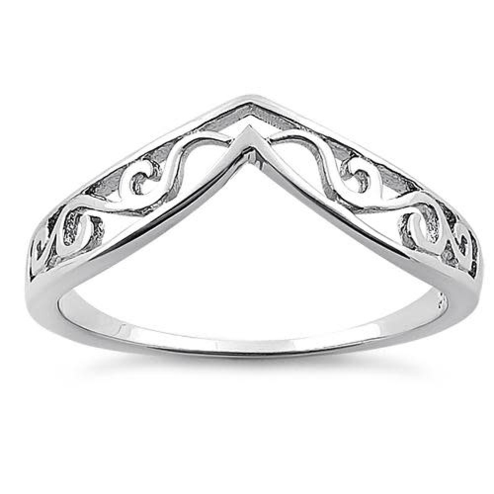 Silver Silver Filigree V Ring