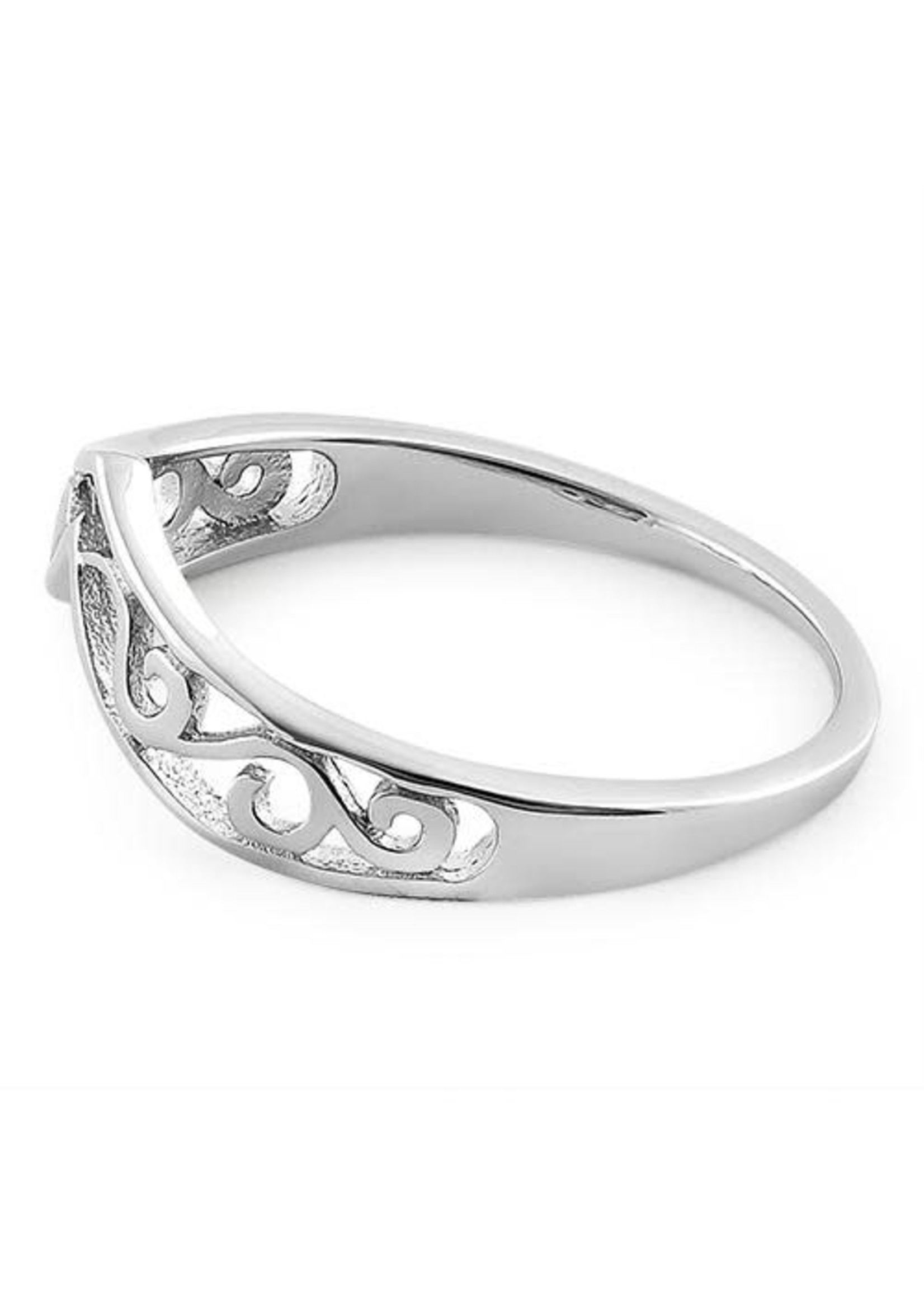 Silver Filigree V Ring