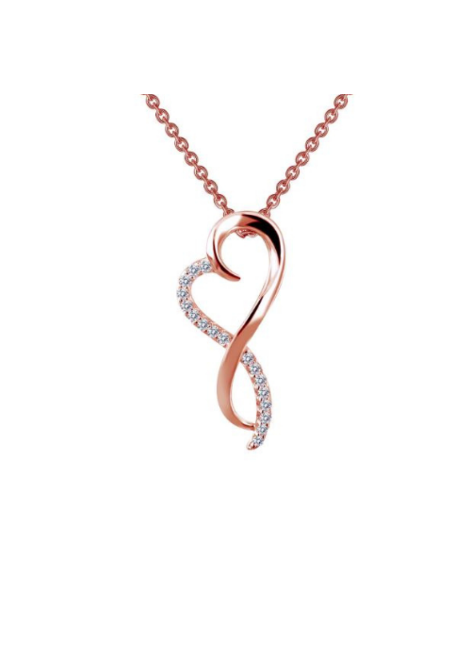 Lily Ana Silver Rose Gold .17c Infinity Heart Necklace