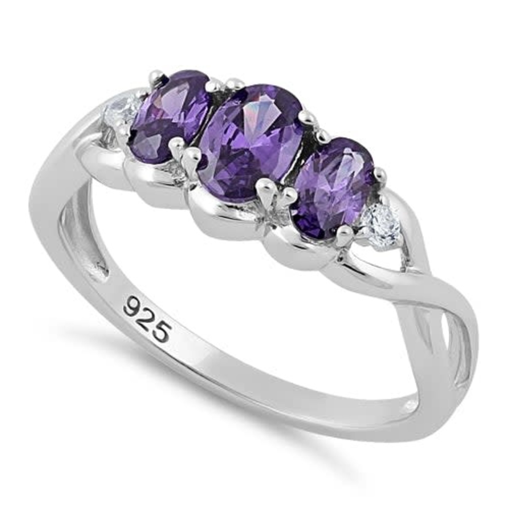 925 Studio Silver Lily Ana Three Stone Oval Ring