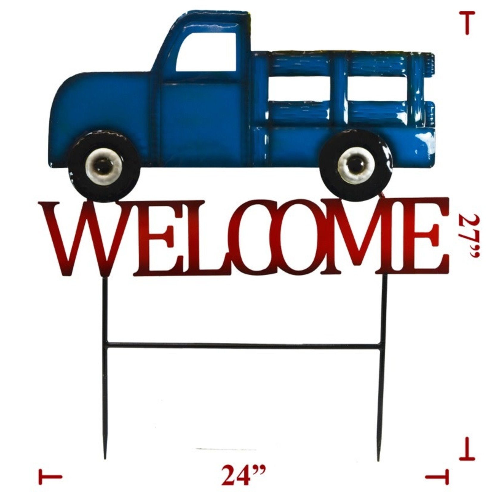 Sign Co 27" Metal Blue Welcome Truck Yard Stake