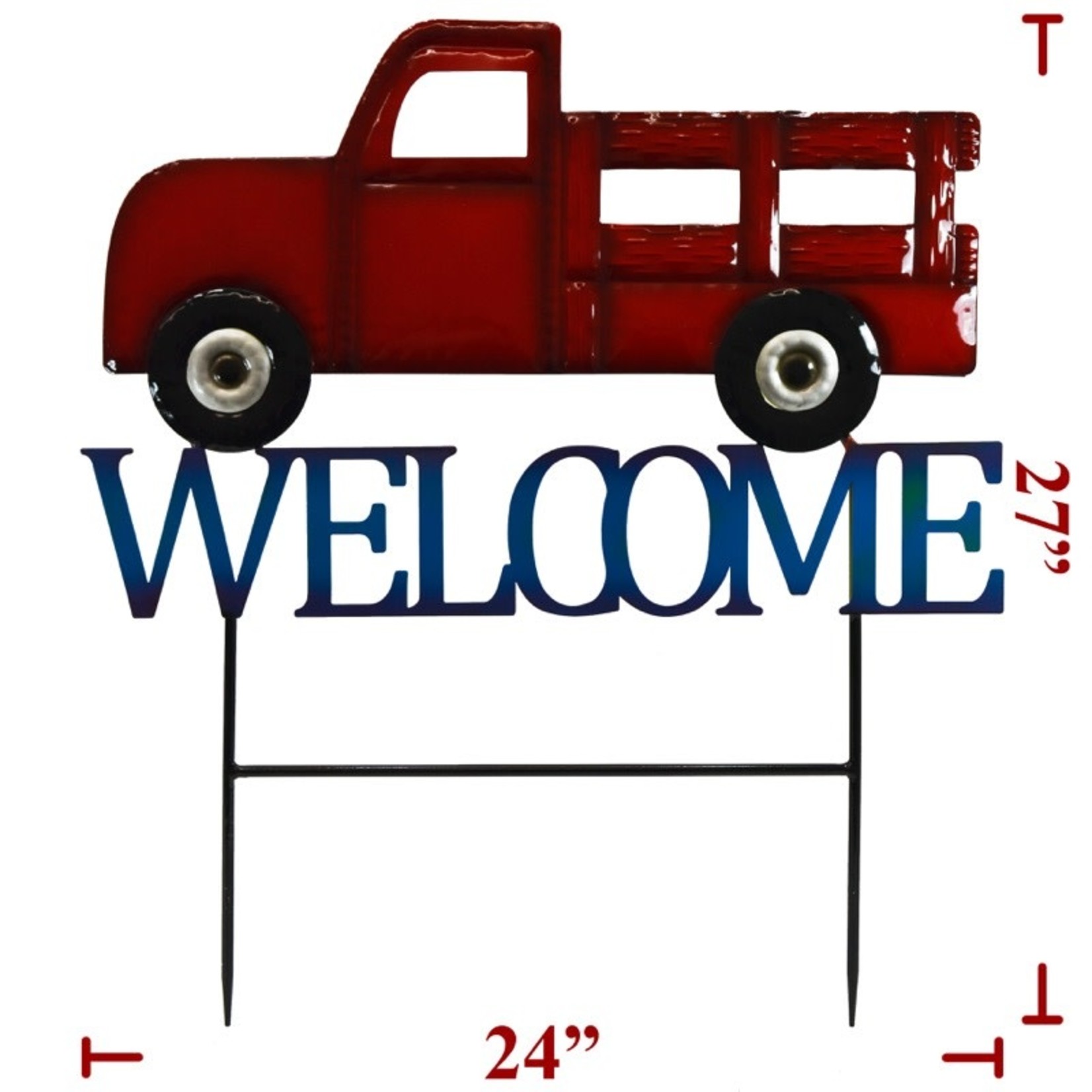 Sign Co 27" Red Metal Welcome Truck Yard Stake