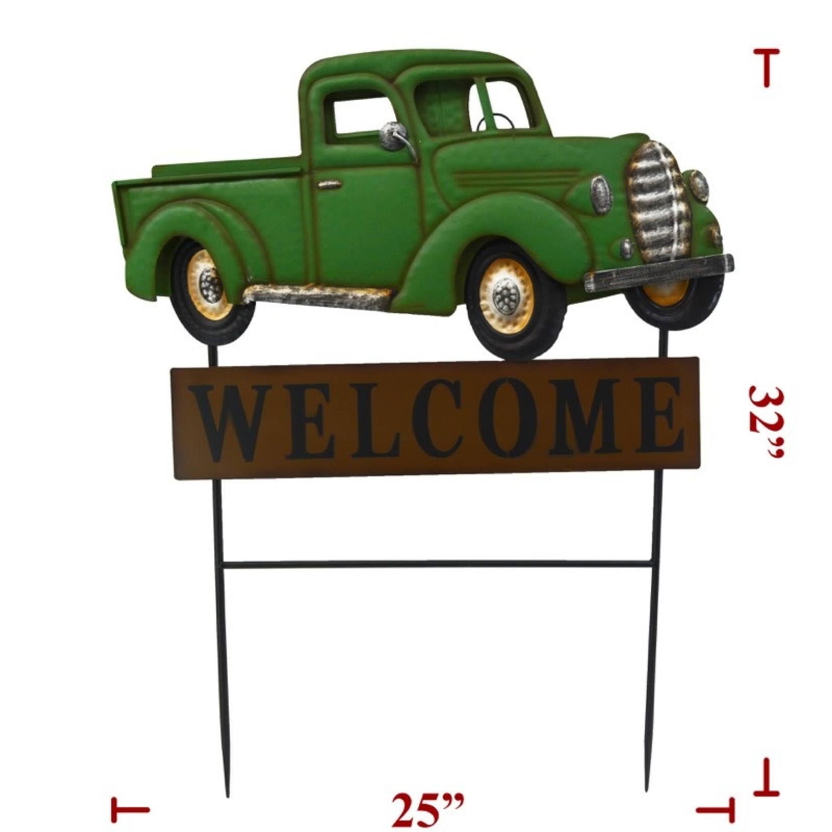 Sign Co 32" Metal Green 3D Truck