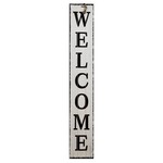 Sign Co Welcome Hanging Vertical Wood Sign