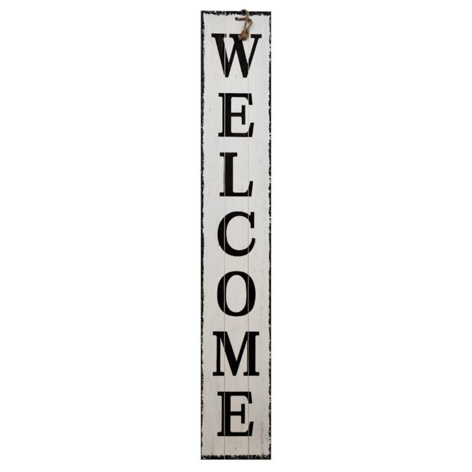 Sign Co Welcome Hanging Vertical Wood Sign