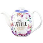 Christian Art Gifts Be Still Psa. 46:10 Ceramic Teapot
