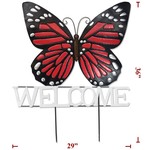 Sign Co 36" Red Metal Butterfly on Pole