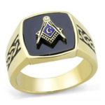 ROS Gold Jet Onyx Masonic Ring