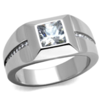 ROS Mens Stainless Steel Square Ring