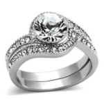 Ceri Jewelry Stainless Swirl Crystal Wedding Set