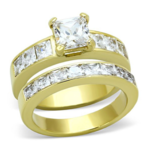 ROS Princess Channel Setting Wedding Ring Set