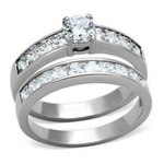 ROS Stacked Dual Band Steel CZ Ring