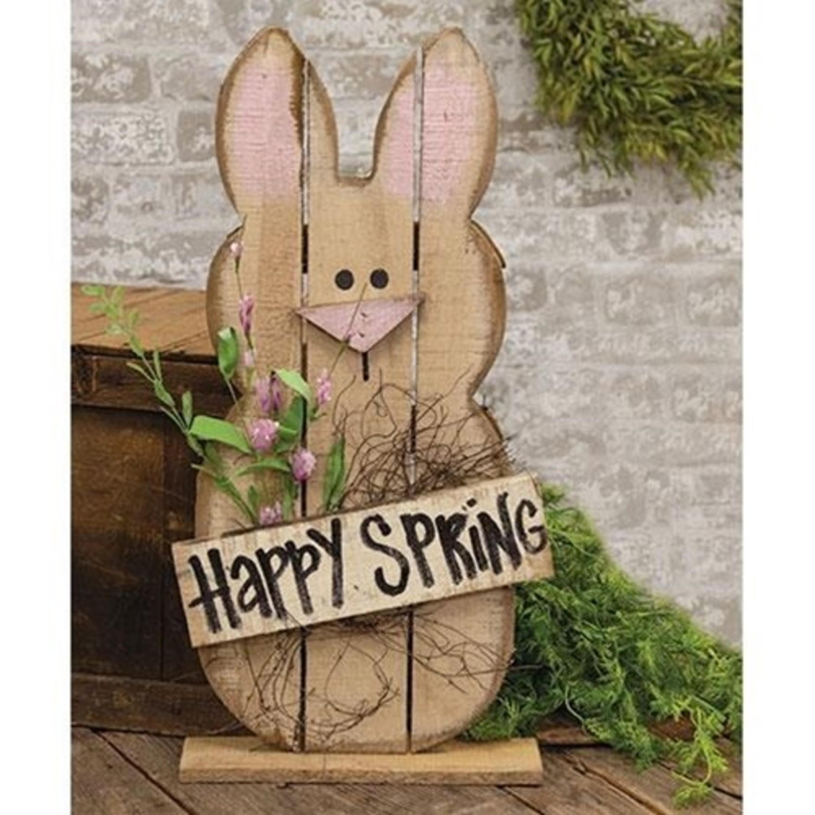 CWI Gifts Rustic Wood Happy Spring Bunny