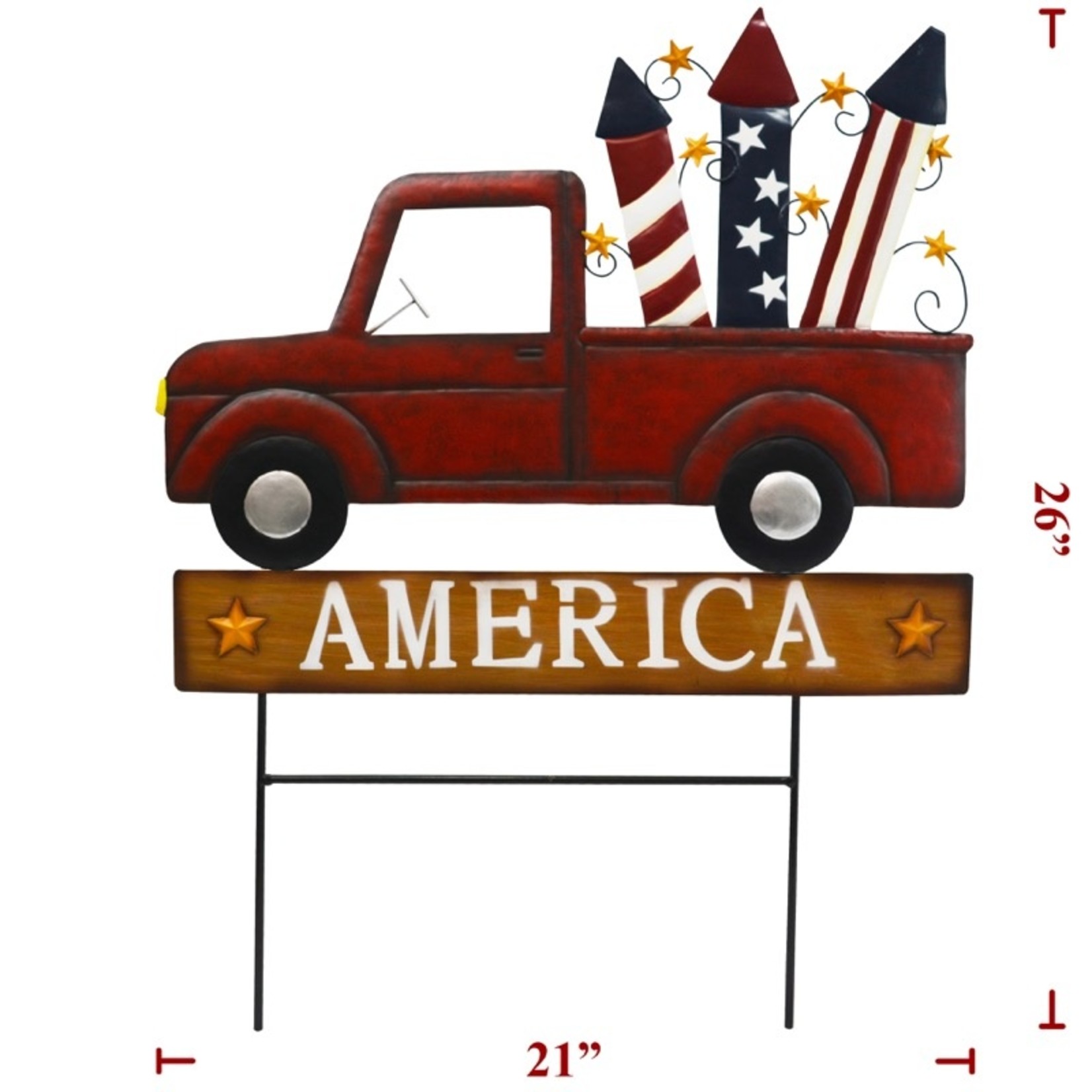 Sign Co 26" Metal Red USA Truck