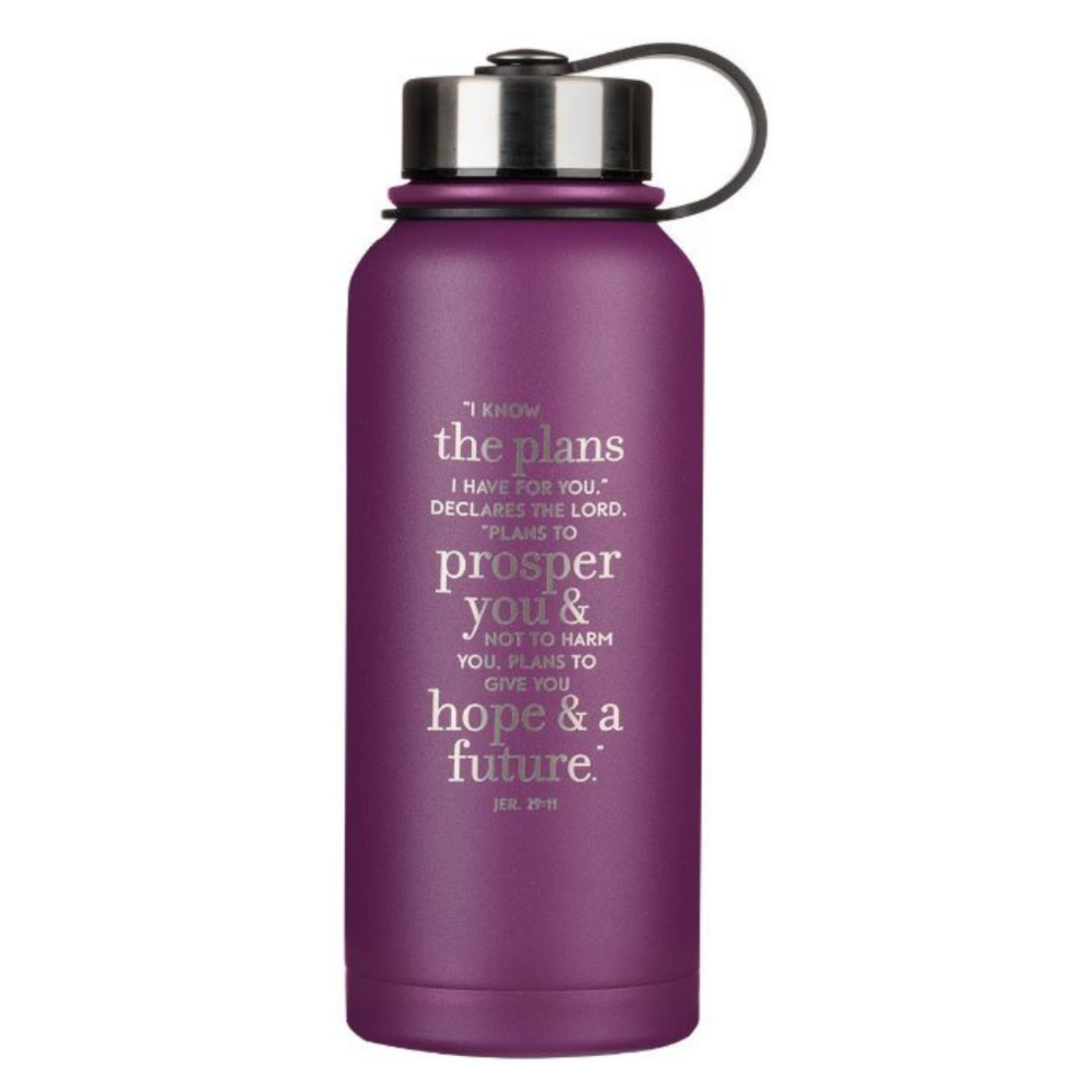 The Plans Lilac Purple Stainless Steel Water Bottle - Jeremiah 29:11