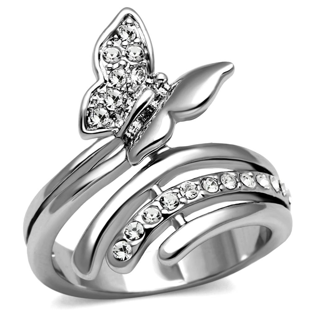 CJE2875 Steel CZ Butterfly Ring TK2875 - Lily's TV Items