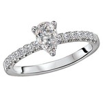 R Pear Shaped Center w Diamond Band 14k