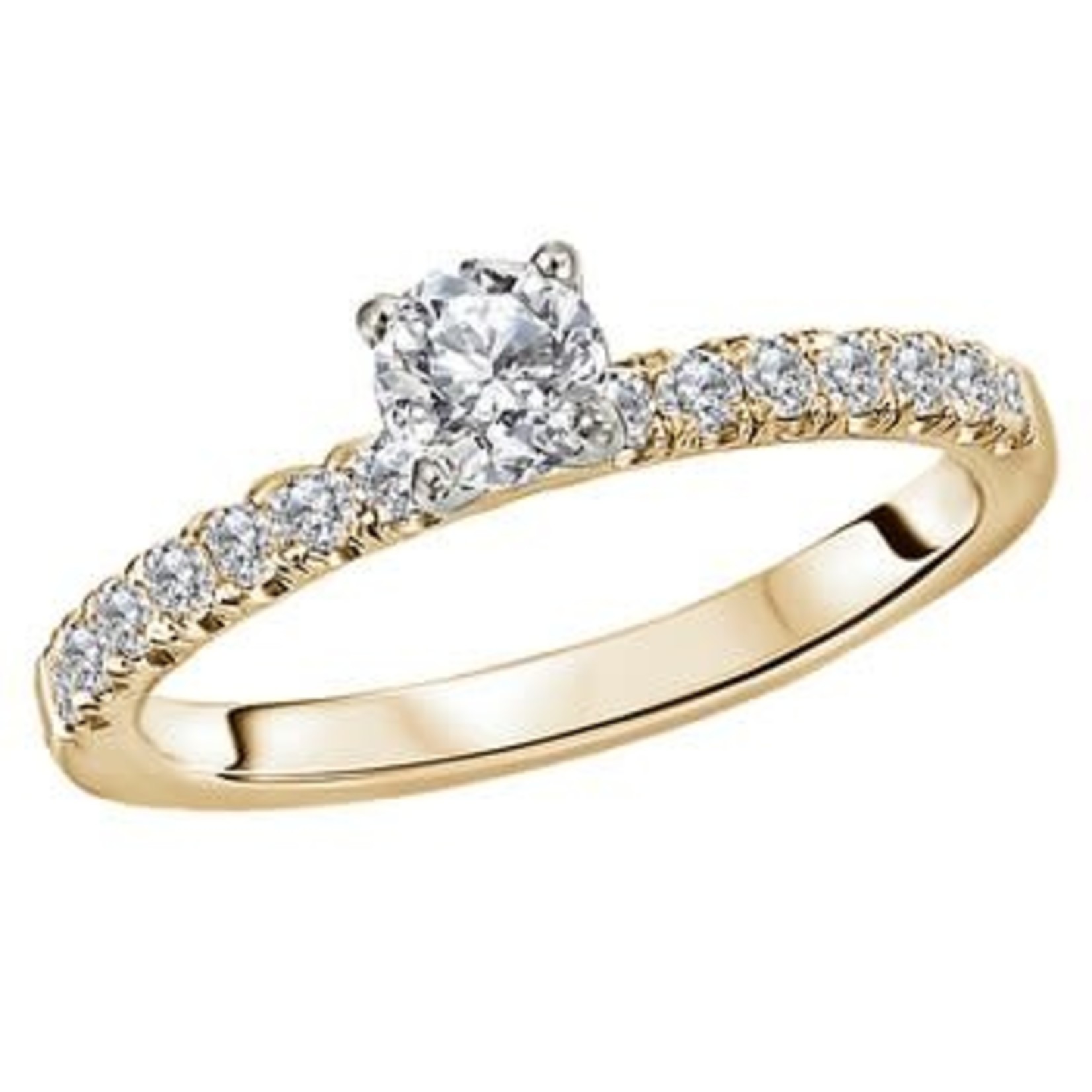 R Smaller Center Stone Diamond Band 14k