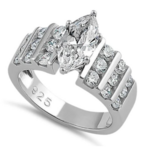 RLD Sterling Silver 3c Marquis Ring