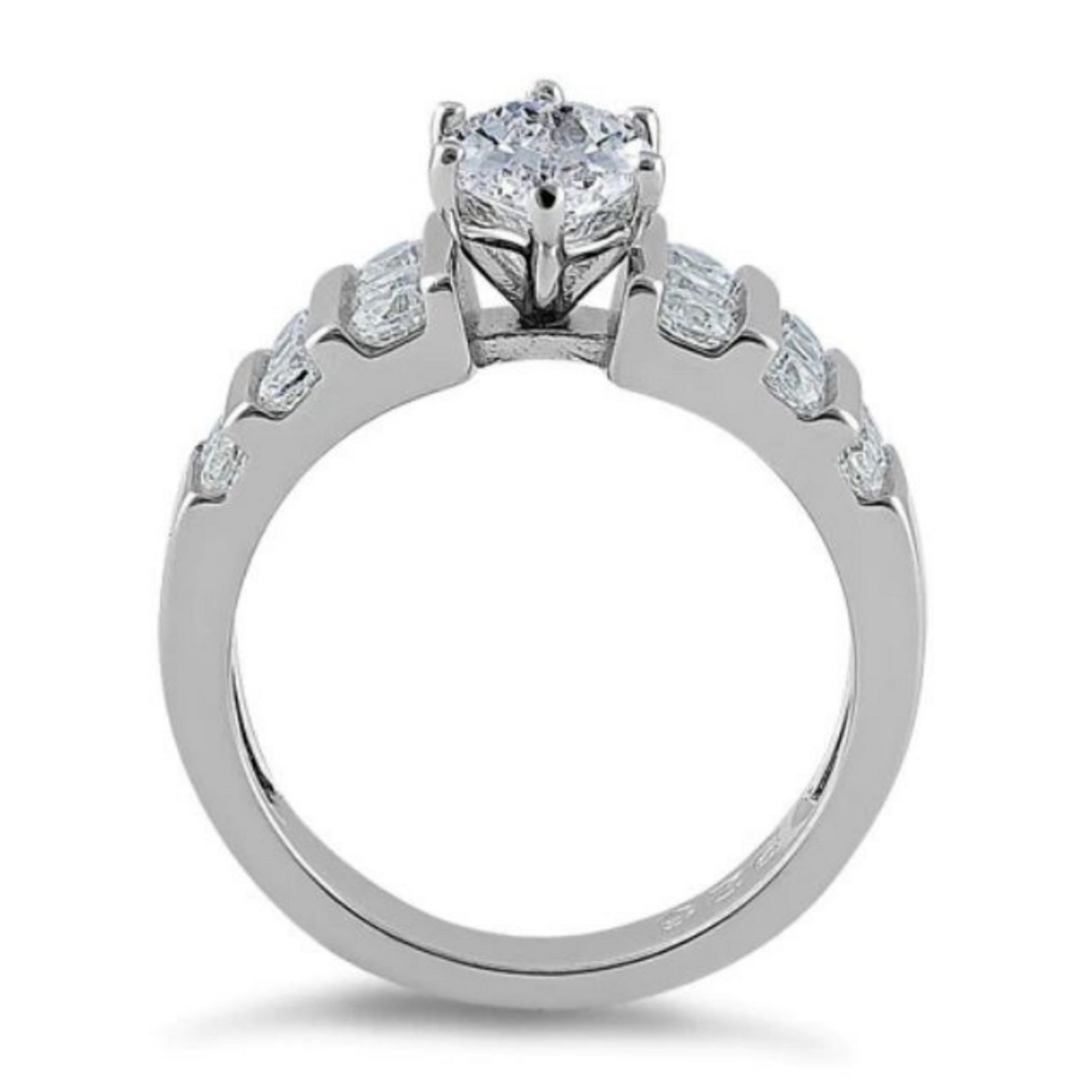 RLD Sterling Silver 3c Marquis Ring