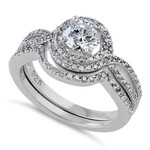 RLD Silver Round Halo Bridal Set