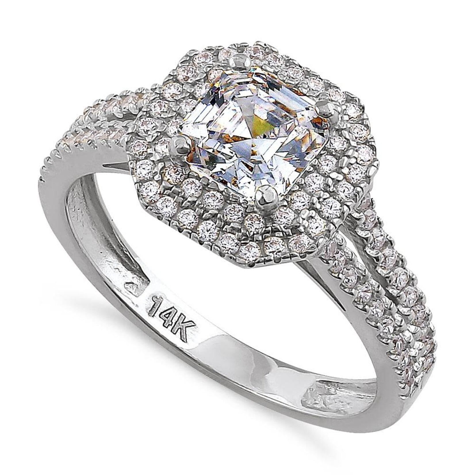 RLD 4K White Gold 2.5c Asscher Halo Ring