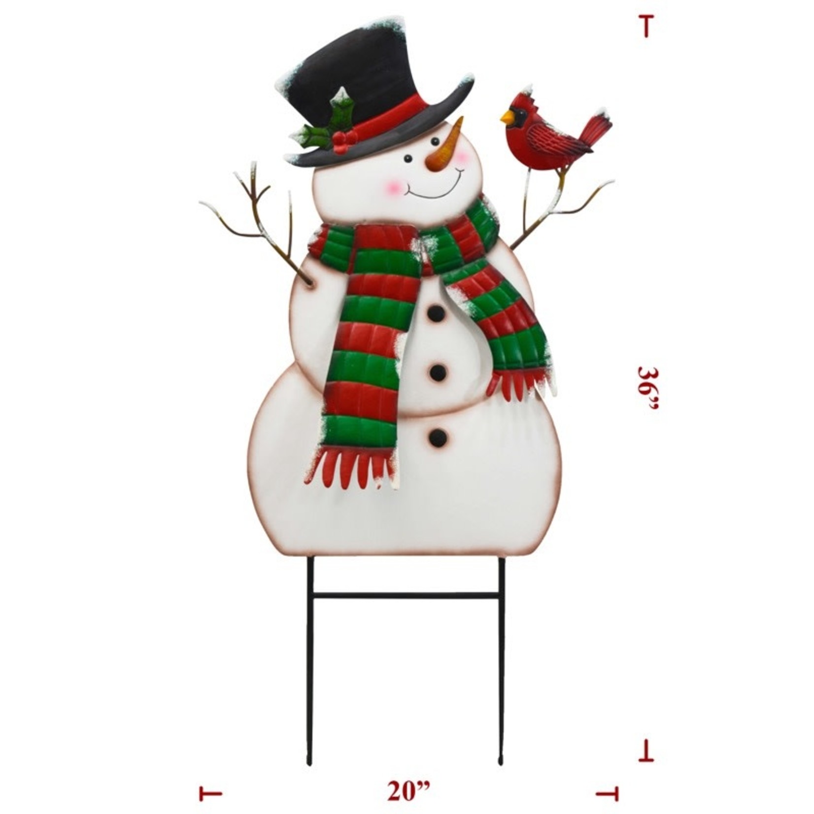 Sign Co Metal Snowman w/ Cardinal