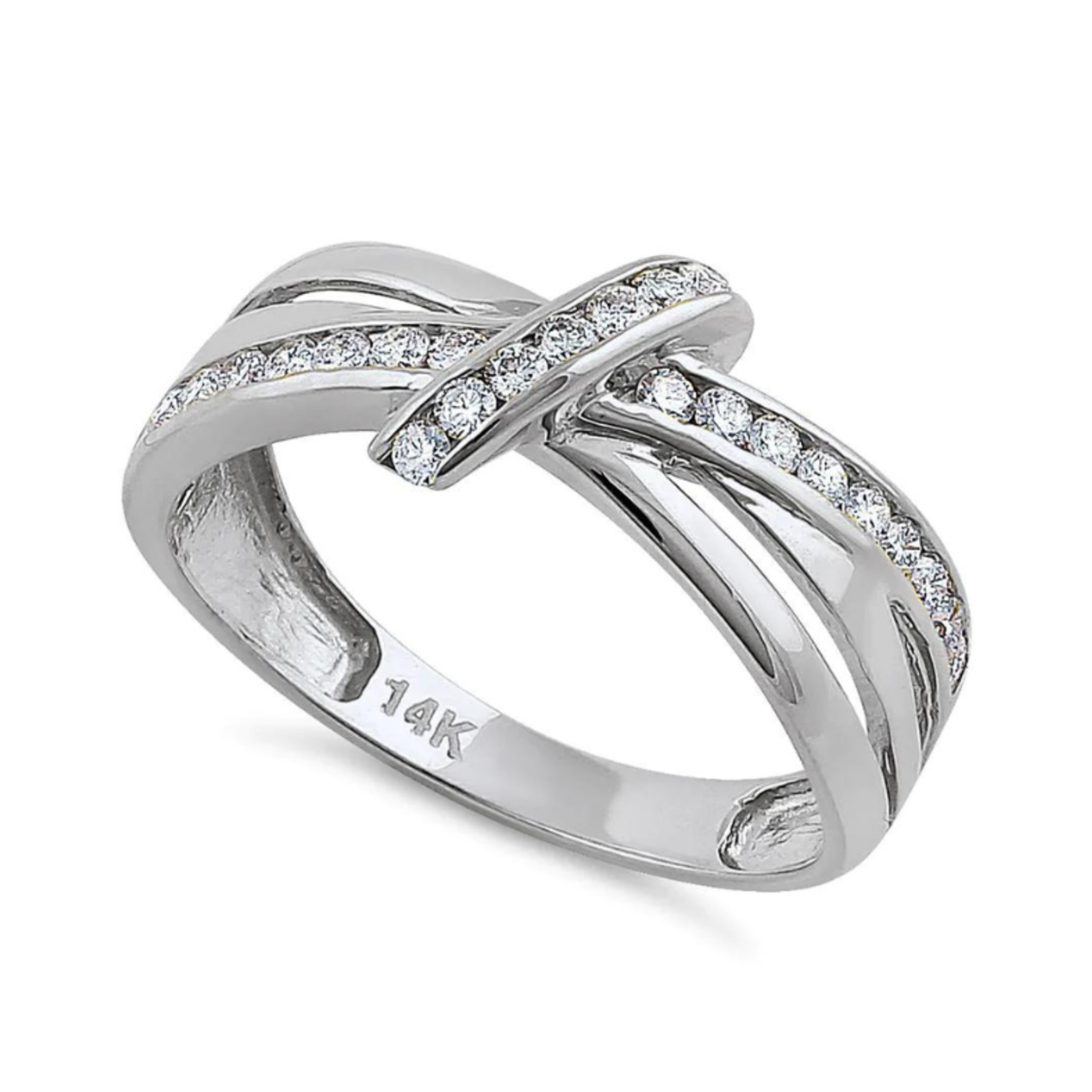 ORD4088 SOLID 14K WHITE GOLD TWIST DIAMOND RING - Lily's TV Items