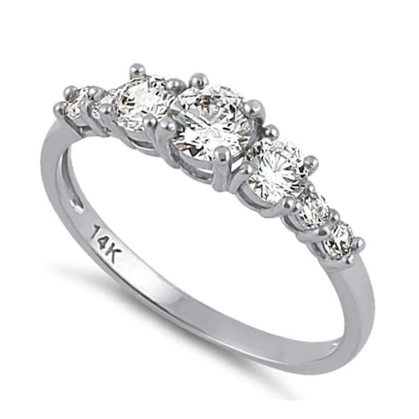 RLD 14K White Gold Round Designer Ring