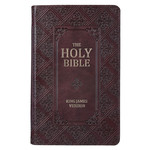 Christian Art Gifts KJV Giant Print Faux Leather Pattern Dark Brown KJV075