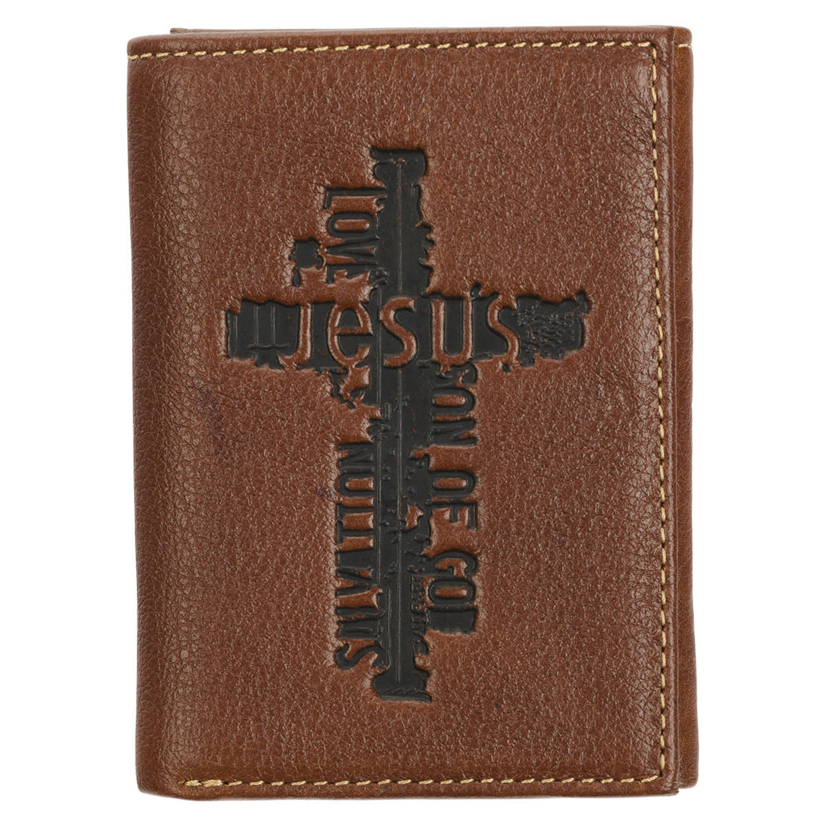 Christian Art Gifts NAMES OF JESUS BROWN LEATHER WALLET WT019