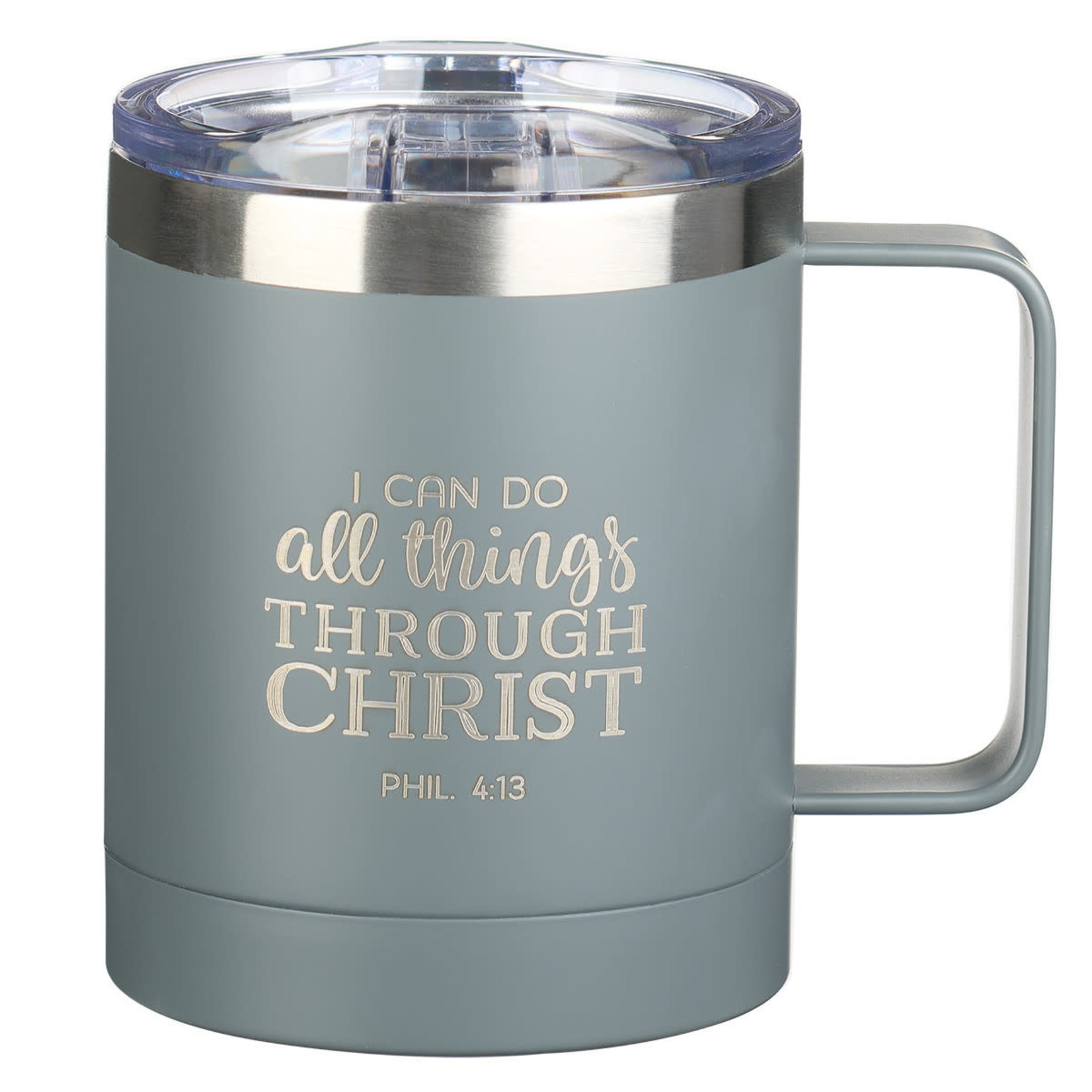 Christian Art Gifts ALL THINGS SS GRAY MUG W/ LID SMUG195