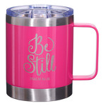 Christian Art Gifts Stainless Steel Hot Pink Be Still Camping Mug