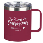 Christian Art Gifts Magenta Be Strong & Courageous Josh. 1:9 Mug Stainless Steel