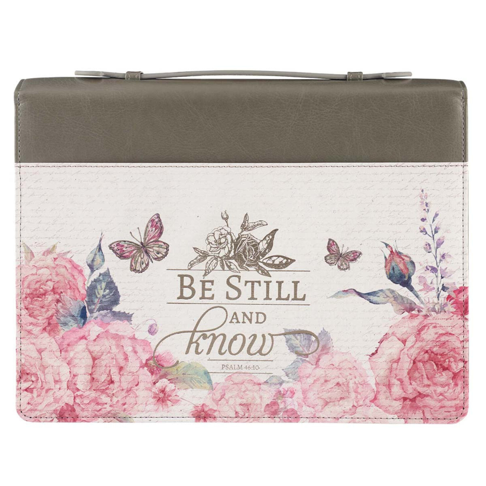 Christian Art Gifts BBL713 Bible Cover Pink Butterfly Be Still Psalm 46:10 Large