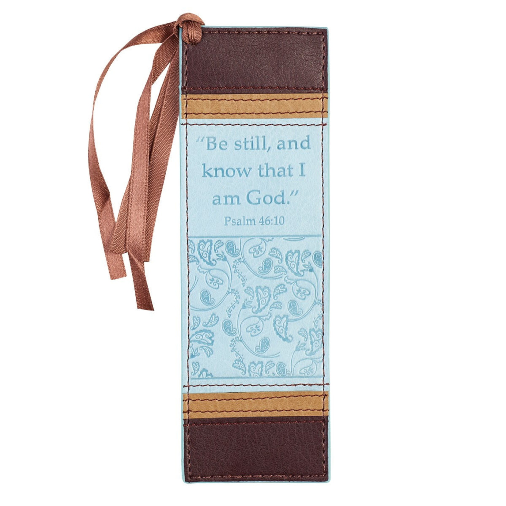 Christian Art Gifts BMF024 Be Still Baby Blue Leather Page Marker