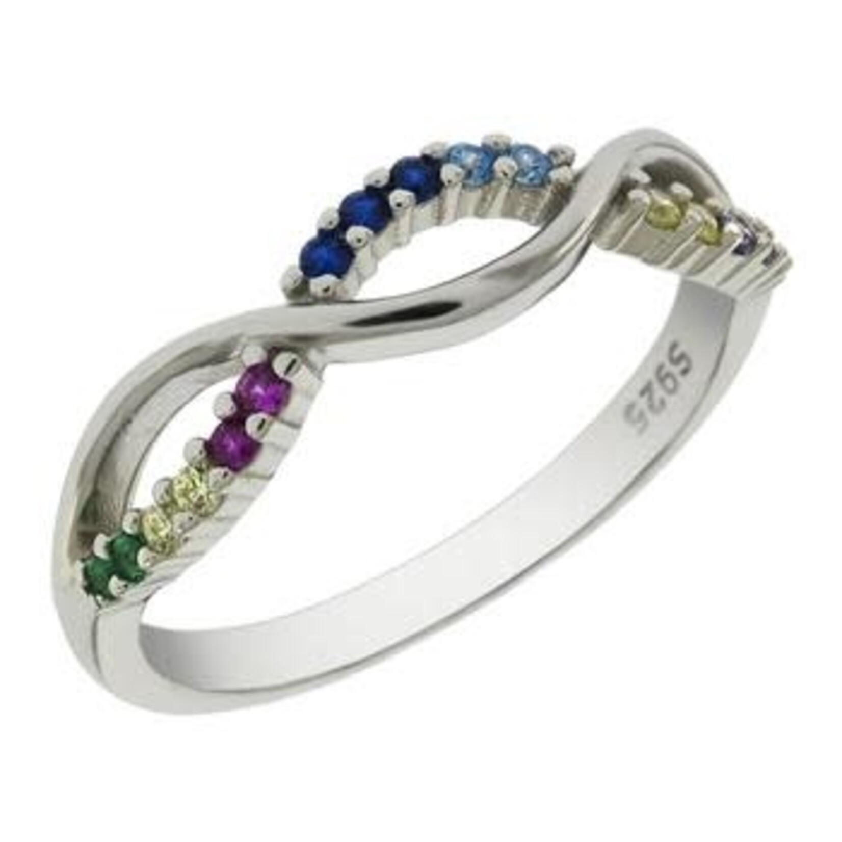 Lily Ana Silver/Rhodium Infinity Multi-Color Ring